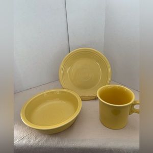 Fiesta ware Sunflower Tom & Jerry Coffee Cup, Cereal Bowl & Salad Plate